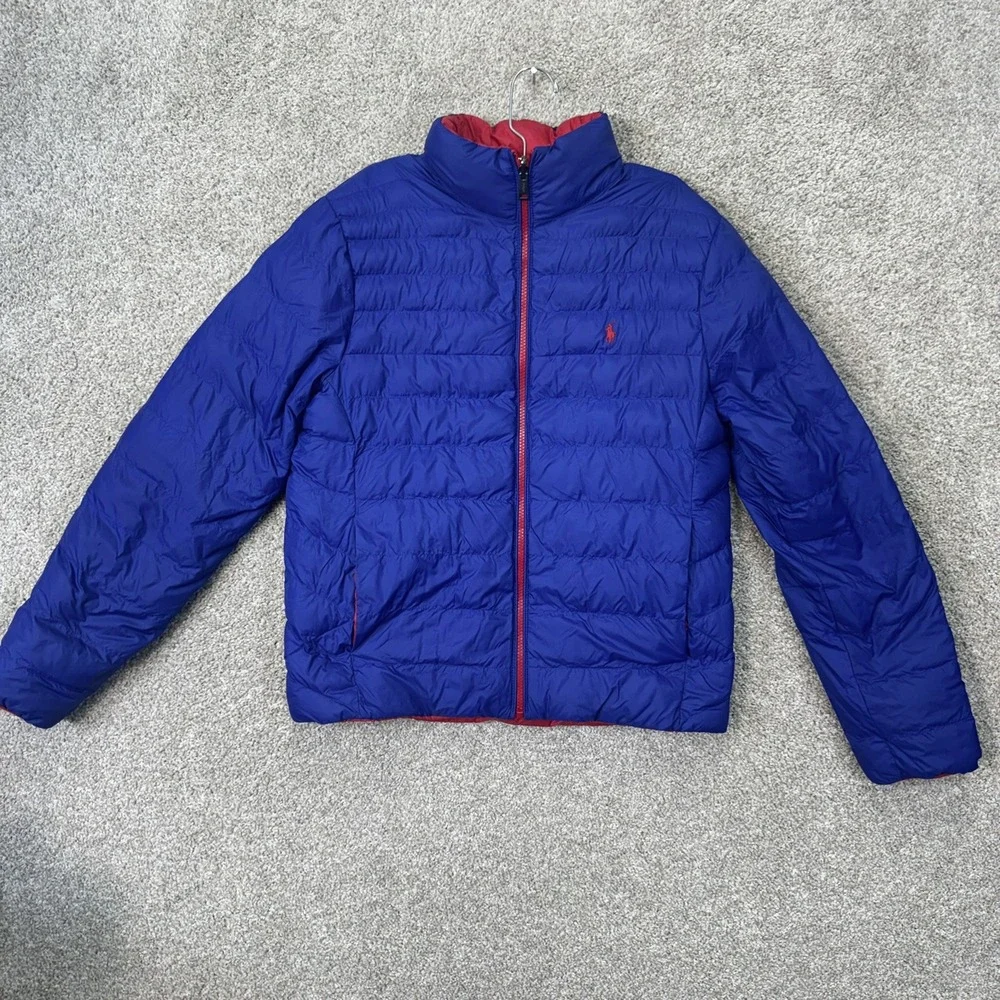 Polo Ralph Lauren Puffer Jacket Kids XL‎ 18-20 Blue Red Reversible Quilted Zip